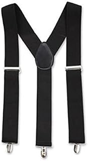 Mofun 50MM 2" Plain Black Mens Braces Suspenders Heavy Duty Adjustable trouser Elastic