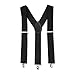 Price comparison product image Mofun 50MM 2" Plain Black Mens Braces Suspenders Heavy Duty Adjustable trouser Elastic