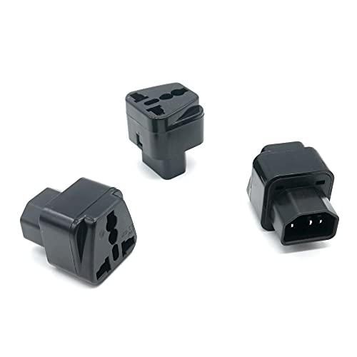 ALINNA UPS IEC C14 to Universal Female US EU UK AU C13 &1 (2in1) Adapter Power Plug/Socket(2 Pack)3