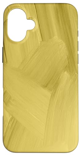 ヴィンテージ イエロー 抽象アート ブラシ ストローク スマホケース iPhone 16 Plus 用