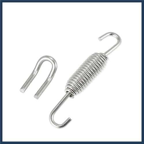 Image of 1 Set 31mm 1.22 inch Motorcycle Exhaust Pipe Spring with U Shape Hooks Stainless Steel Silver Tone Stylish Design