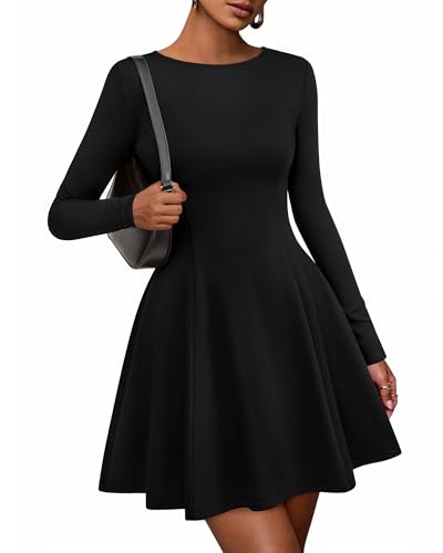BTFBM Fall Dresses for Women 2025 Elegant Classy Flowy A Line Long Sleeve Business Homecoming Cocktail Sweater Dress