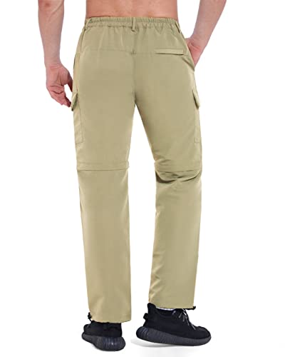 Thwei Mens Hiking Convertible Pants Outdoor Quick Dry Zip Off Lightweight Fishing Pants Khaki L #TOP2