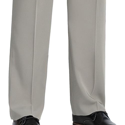 Maiyifu-GJ Men's Double Pleated Business Dress Pants Wrinkle Free Lightweight Suit Pants High Waist Loose Fit Work Pants3