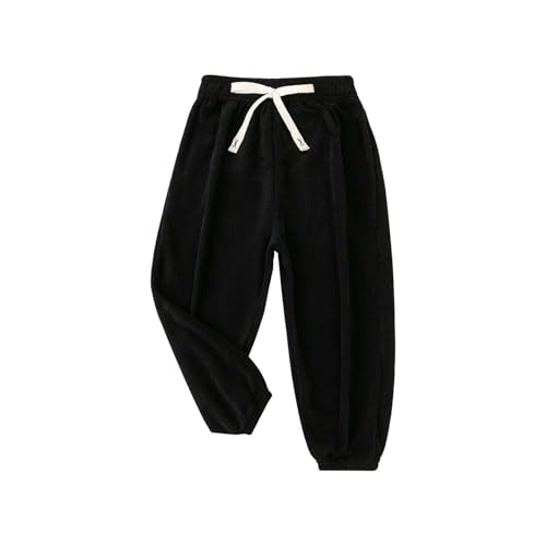 Toddler Boys Girls Corduroy Sweatpants Solid Color Pull On Elastic Waist Pants Sports Trousers with Drawing