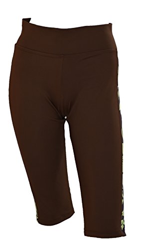 Private Island Women UPF 50+ Beach Board Shorts Pants Swimsuit Bathing Swim Rash Guard Yoga Bottom (M, Brown Gn)