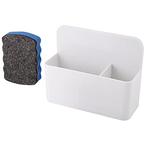 Zocipro Magnetic Pen Holder with Magnetic Whiteboard Eraser, Adjustable Magnetic Dry Erase Marker Holder and Eraser Organizer for Whiteboard, Fridge, Refrigerator, Locker, Office, Home, School-(White) Cover