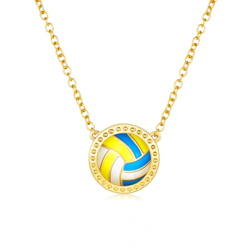 Semoya Gold Volleyball Necklace for Women Girls, Sprots Pendant Necklaces Chain Jewelry Valentines Mothers Day Graduation Gifts Ideas Teen Teenage Kids Girl Daughter Age Volleyball Accessories Stuff
