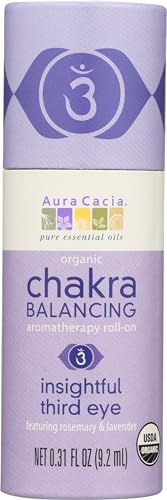 Aura Cacia Organic Chakra Balancing Roll-On, Insightful Third Eye, 0.31 fluid ounce