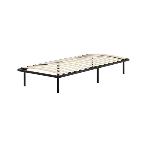 i-flair Metallbett mit Lattenrost NAMARA 90x200 cm - Höhe: 28 cm, stabiles Gästebett mit Stauraum auf Füßen, geeignet für alle Matratzen - Schwarz