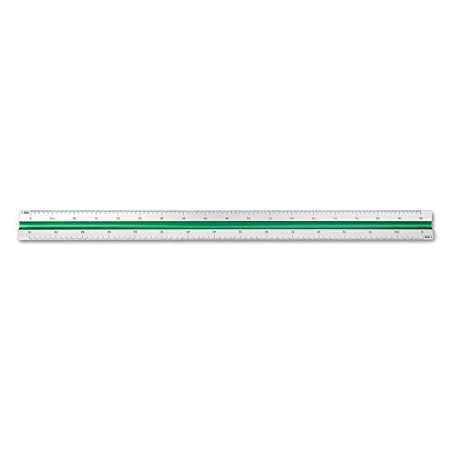 Image of Alumicolor 3451-1 Aluminum Architect Metric Color-Coded Solid Drafting Scale, 30CM, Silver