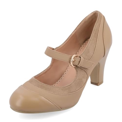 Agodor Women's Chunky Heel Mary Jane Lolita Platform Shoes Suede Round Toe Block Heel Pumps