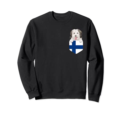 Finland Flag Coton de Tulear Dog In Pocket Sweatshirt, Black