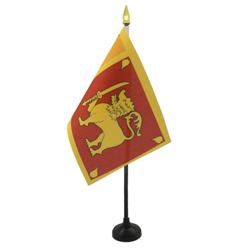 AZ FLAG Bandera de Mesa de Sri Lanka 15x10cm   BANDERINA de DESPACHO SRILANQUÉS 10 x 15 cm Punta Dorada