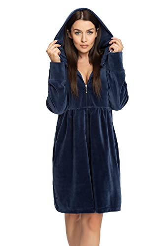 DOROTA kuscheliger und moderner Damen Bademante, mit Reißverschluss,...
