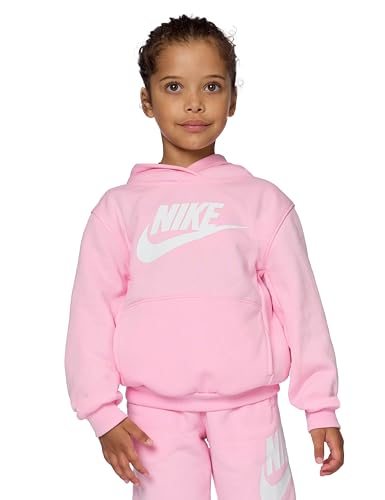 Nike Kids' Little Sportswear Club Fleece Hoodie, Medium Soft Pink/White