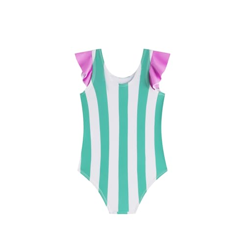 LIZENS Girls One Piece Swimwear Stylish Girls Swimsuit for Ages 2-12 Color Clash Vintage2