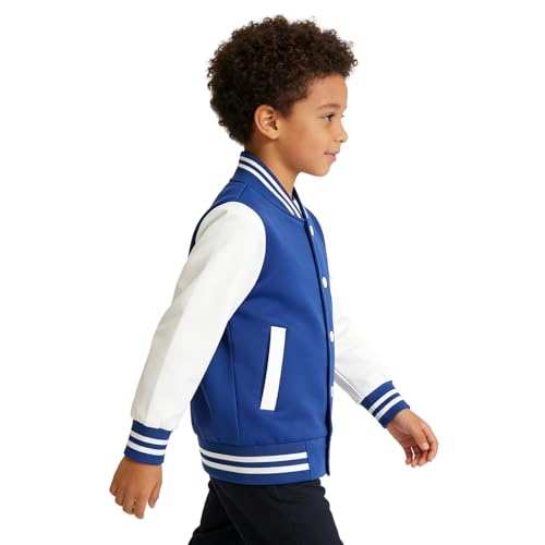 Image of LittleSpring Boys Girls Varsity Baseball Jacket Zip Up Bomber Jacket Thin 2-10Years