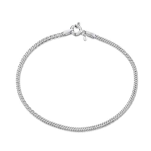 Preisvergleich Produktbild Amberta 925 Sterlingsilber Armkette - Rhombus Panzerkette Armband - 2 mm Breite - Verschiedene Längen: 18 19 20 cm (19cm)