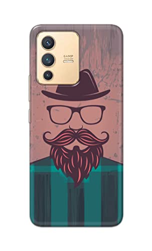 Image of PRINTFIDAA Man Icon with Beard Shirt Hipster Printed Designer Hard Case for Vivo V23 5G Back Cover -(e) RPM1001