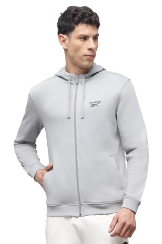 Image of Reebok Men's Full-Zip Hoodie - Soft Fleece Sweatshirt with Adjustable Hood & Front Pockets