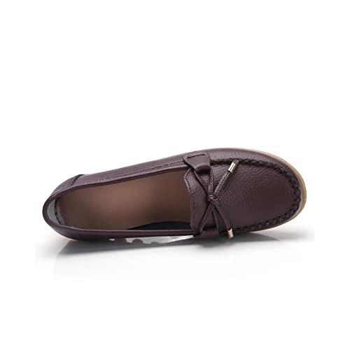 Image of Momuk Women's Penny Loafers Leather Driving Moccasins Slip On Boat Shoes Fashion Comfort Flats