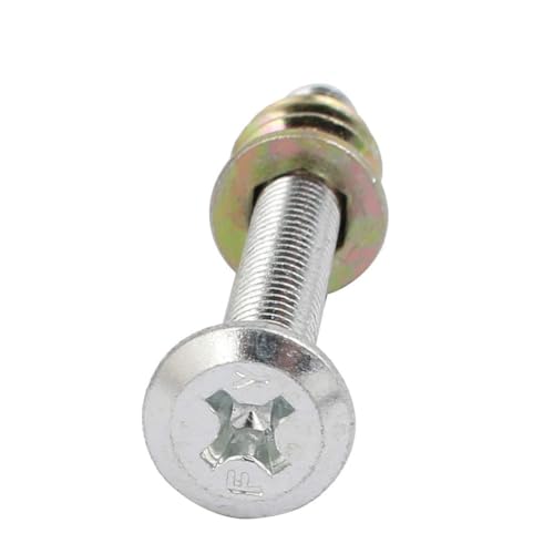 Image of Rely⇒VP INDUSTRIES (Combo Set -10 Pcs) M6x45mm Flat Head JCB Phillips Screw with M6x13mm D-Nut Cut Threaded with Allen Key 1 Pc | Fastener for Joining Wood Boards, Cabinets,Cupboards,Chairs & Beds.
