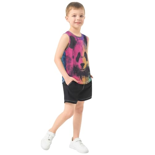 Boys Tank Top Shirts Steet Style Panda Colorful Sleeveless T-Shirts Crew Neck for Kids Clothing Children4