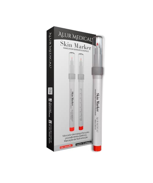 Kit 6 Canetas Para Marcação de Pele Vermelho Skin Marker - Alur Medical