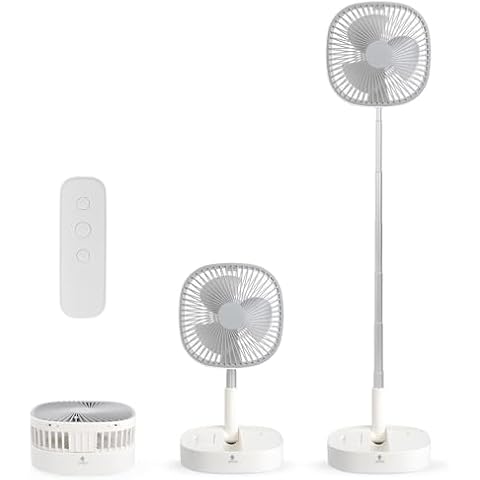 Portable Pedestal Fan with Rechargeable Battery and Remote Cover