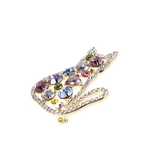 MOKKHNB 彩色??小猫胸? カラフルラインストーン 猫モチーフ ブローチピン ジャケット セーター バッグ飾り パーティーや普段使いに アニマルデザイン レディースアクセサリー