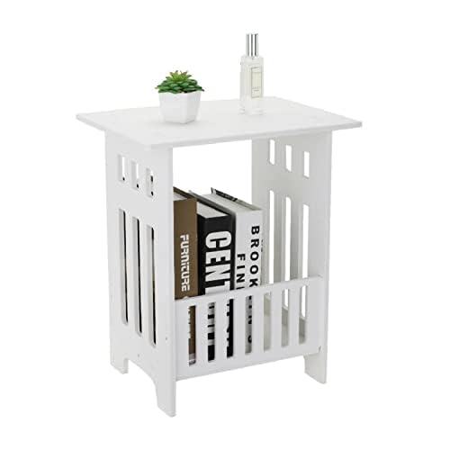 Youyijia Nachttisch 32x26x40cm Modern Quadratischer Beistelltisch mit Stauraum Nachtkommode für Schlafzimme Platzsparende Kommode mit Ablage Weiß...
