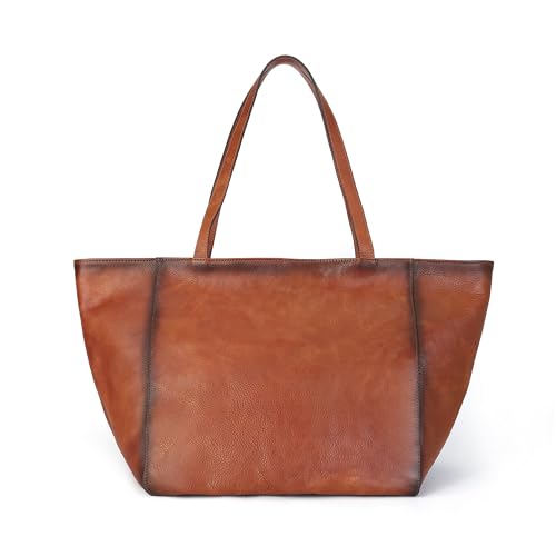 Image of Large Work Tote Bag for Women Genuine Leather Oversize Handbag Weekender Bag Travel Purse Large Crossbody Bags for Women Brown