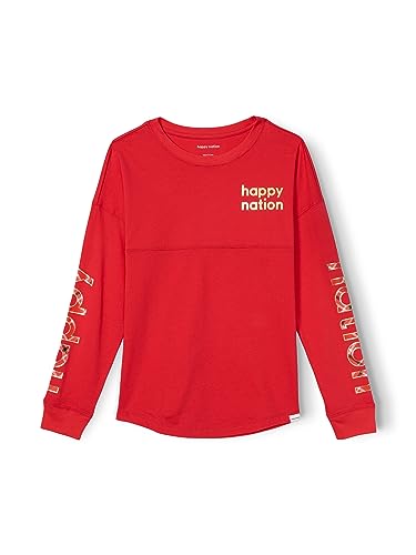 Image of Happy Nation Girls Relaxed Cotton Long Sleeve T Shirt