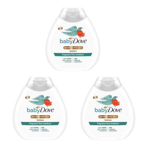 Baby Dove Sensitive Skin Care Lotion, Fragrance Free Moisture, with 100% Skin-Natural Nutrients, 200ml - Pack of 3