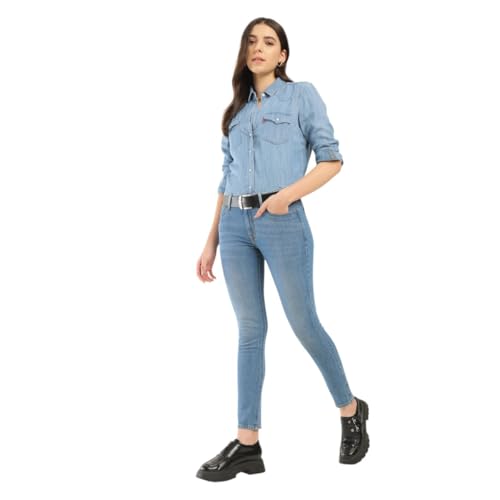 Image of Women's Mid Rise 711 Skinny Blue Jeans