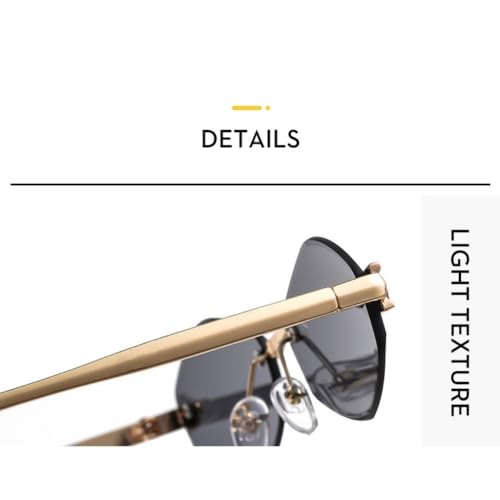 Fashion Small Polygonal Sunglasses for Women Rmless Brown Rhombus Sun Glasses Woman Vintage Metal Shades Eyewear3
