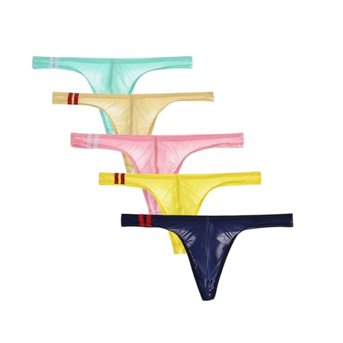 Men's Sheer Thong Underwear Sexy Low-Rise Comfortable Soft with U-Pouch Breathable Briefs