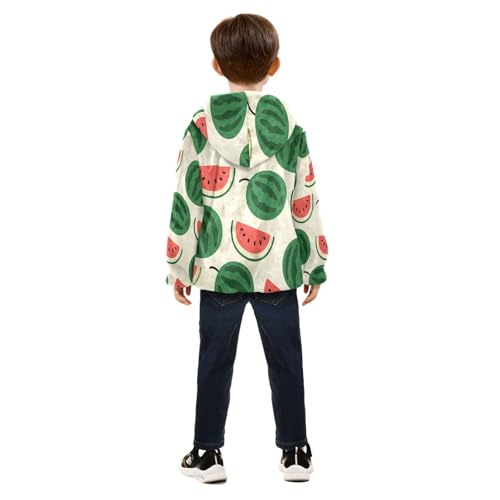 Watermelon Slices on Cream Background Toddler Fleece Jacket Girl Boys Hooded Fleece4