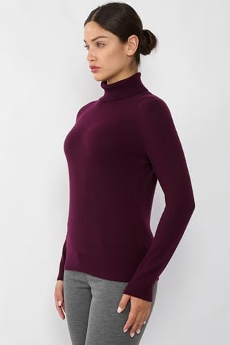 Image of JENNIE LIU Women's 100% Pure Cashmere Long Sleeve Pullover Turtleneck Sweater
