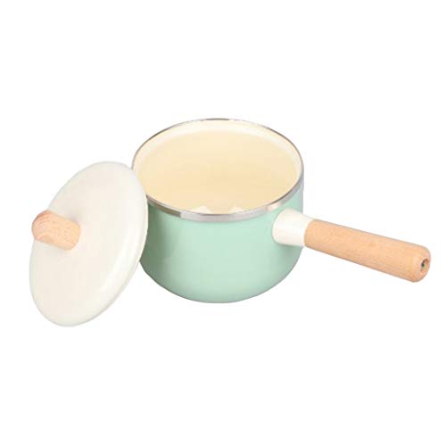 Elegant Essence Nonstick Enamel Sauce Pan Pot with Lid Kitchen Cookware Green Saucepan
