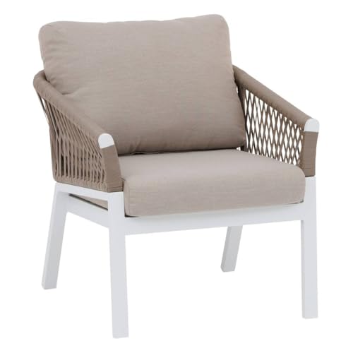 Hespéride - Fauteuil de Salon de Jardin oriengo Taupe et Blanc en Aluminium traité époxy
