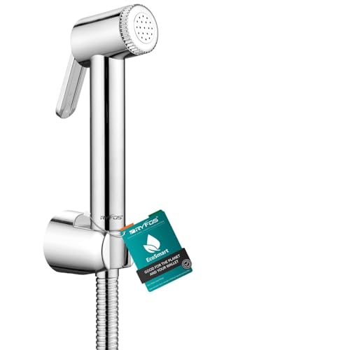 Image of India's 1st Lifetime Support Brand, R1020HF, ABS, Health Faucet | Jet Spray Gun for Toilet with SS-304 Grade 1-1.25 Mtr Grade Flexible Hose Pipe & Wall Hook | Chrome Finish