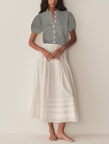 Image of Womens Puff Short Sleeve Cardigan Sweaters Cropped Button up Lightweight Y2k Knit Summer Cardigans