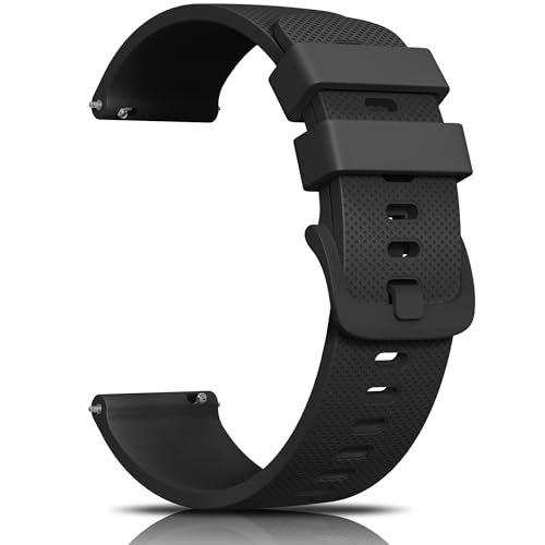 Yisica 22mm Bracelet de Montre en Silicone pour Homme Femme, 22mm Souple Bracelet de Replacement en Dégagement Rapide (Noir)