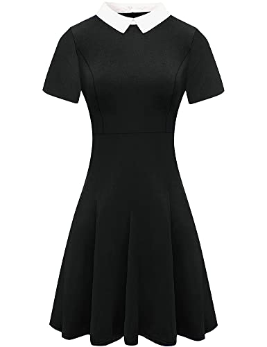 BesserBay Halloween Damen Midi Horror Kleid Mittwoch Vintage Cosplay Peter...