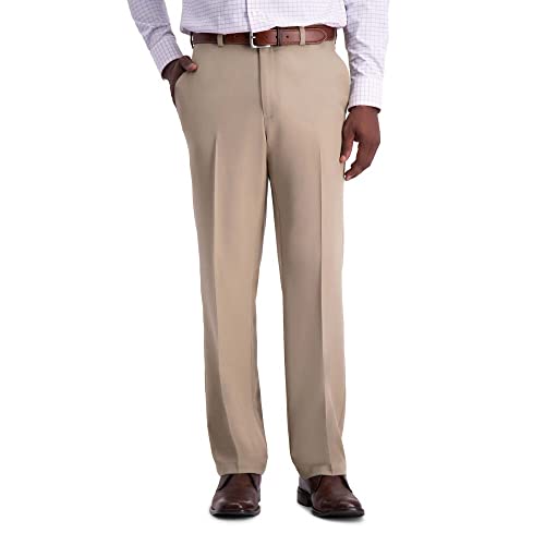 Image of Haggar Men's Cool 18 Pro Classic Fit Flat Front Casual Stretch Performance Golf Pant - Regular and Big & Tall