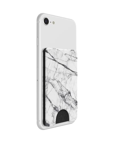 PopSockets Minimalist Slim Phone Wallet, Phone Card Holder, Wireless Charging Compatible, Wallet Without Grip Compatible with MagSafe- WT Marble