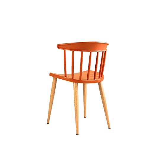 Image of Finch Fox Scandinavian Stylish & Modern Furniture Plastic Living Room Dining Chairs for Cafeteria Seating, Side, Kitchen, Restaurants, Hotels in Orange Color (Set of 4)