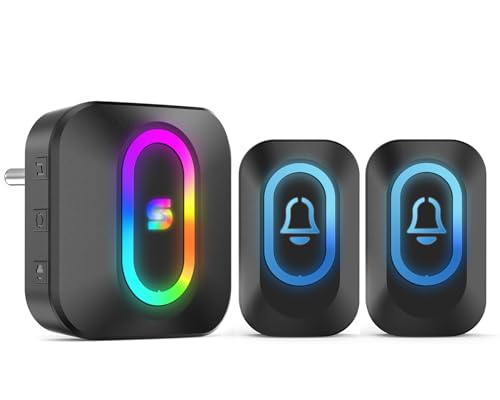 Image of Spromoce Wireless Doorbell for Home, 1000FT Long Range Door Bell without Wire for Office, IP55 Waterproof Cordless Remote Calling Bell with 6 Vibrant Light Modes, 38 Ringtone
